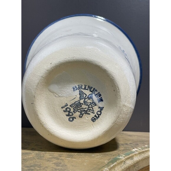 Vintage Brinker Pot Dip Crock 1996 Natural Blue Farmhouse Vibe Great Condition - Picture 4 of 4